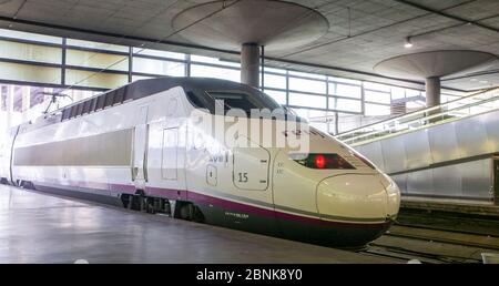 Hochgeschwindigkeitszüge am Bahnhof Puerta de Atocha Stockfoto