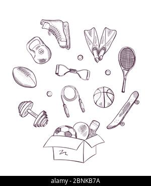 Vektor handgezeichnete Sport in Box Illustration Stock Vektor