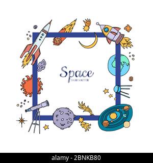 Vektor handgezeichnete Raumelemente fliegen Stock Vektor