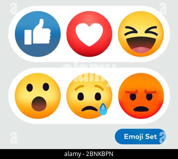 Social Media Emoticon Reaktion Emojis Symbol Gesetzt Stock Vektor