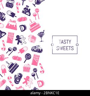 Vektor flacher Stil Süßigkeiten Symbole Stock Vektor