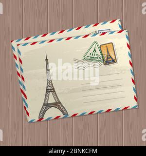 Vektor-Buchstaben im Vintage-Stil mit eiffelturm Stock Vektor