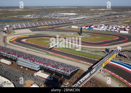 Austin Texas, USA, November 16 2012: Überblick über die Rückschläge der Rennstrecke Circuit of the Americas während der Trainingssession am Freitagnachmittag für den Formel 1-Grand Prix am Sonntag. ©Bob Daemmrich Stockfoto