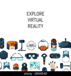 Vektor-Hintergrund mit flachen Stil Virtual Reality-Elemente Stock Vektor