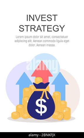 Anlagestrategie Konzept Flacher Hintergrund. Vektorgrafik Stock Vektor
