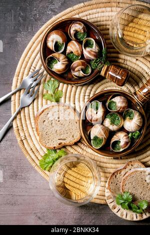 Weinbergschnecken de Bourgogne Stockfoto