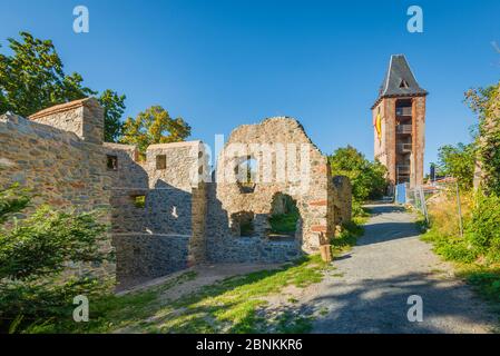 Burg Frankenstein südlich von Darmsatdt, Eberstadt, Odenwald, mystische Burg mit gruseliger Geschichte, Stockfoto