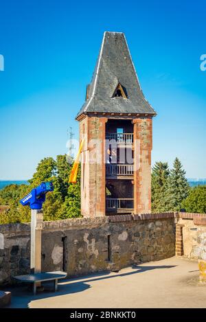 Burg Frankenstein südlich von Darmsatdt, Eberstadt, Odenwald, mystische Burg mit gruseliger Geschichte, Stockfoto