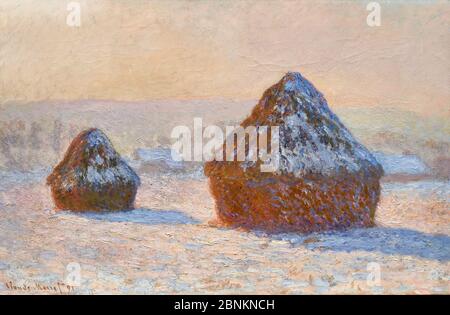 Wheatstacks, Snow Effect, Morning (Meules, Effet de Neige, Le Matin) von Claude Monet (1840-1926), Öl auf Leinwand, 1891 Stockfoto