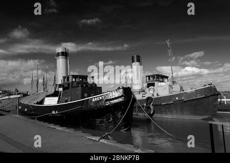 Blick über das Dampfschiff Brent am Hythe Quay, River Chelmer, Maldon Town, Essex County, England, UK Stockfoto