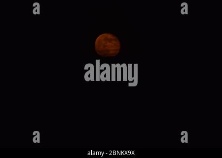 Blutroter dunkler Vollmond Stockfoto