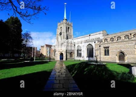 Frühlingsansicht der Chelmsford Cathedral, Chelmsford City, Essex County, England, UK Stockfoto