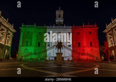 Piazza del Campidoglio bei Nacht Stockfoto