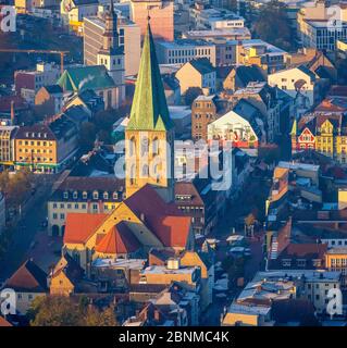 Luftaufnahme, Ostansicht der Pauluskirche Hamm, Hammer Innenstadt, Zentrum mit Lutherviertel, Hamm, Ruhrgebiet, Nordrhein-Westfalen, Deutschland Stockfoto