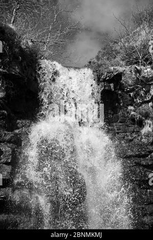 Zweiter großer Wasserfall (ca. 25 Fuß) auf Nant y Llyn. Stockfoto