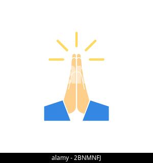 Vektor gefaltete Hände Symbol auf einem weißen Hintergrund Stockfoto