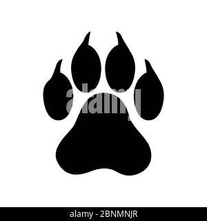 Paw Print Vektor auf weißem Hintergrund, flach Stockfoto