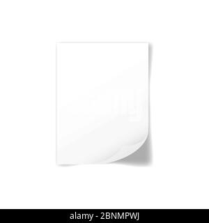 Vektor A4 Papier mit Schatten auf weißem Hintergrund. Illustration, Vektor Stockfoto