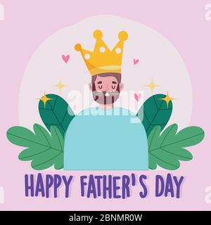 Happy Vatertag, bärtigen Vater mit Krone Liebe Herzen Karte Vektor-Illustration Stock Vektor