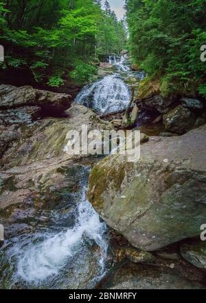 Wanderung zu den Rißloch Wasserfällen im Bayerischen Wald bei Bodenmais Niederbayern Deutschland Stockfoto