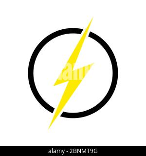 Elektrizität, Blitz-Symbol Vektor auf weißem Hintergrund Stockfoto