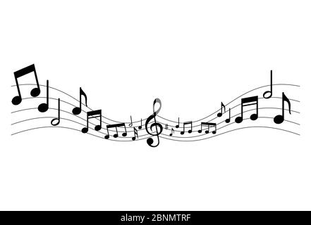Symbol für Musiknotizen. Notengrafik auf weißem Hintergrund isoliert. Symbol für die Musikmelodie. Vektorgrafik Stockfoto