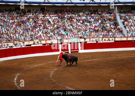 Manuel Jesus Cid Salas bekannt als El Cid spanischer Stierkämpfer Am Ende des Kampfes, in dem das Schwert eintrat Der Bulle Santander Spanien 21. Juli 2009 Stockfoto