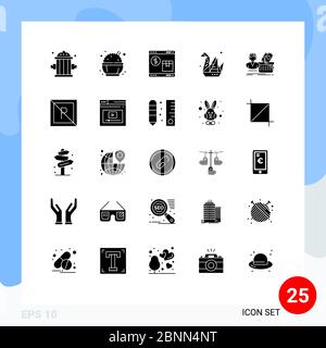Gruppe von 25 modernen Solid Glyphen Set für Shopping, Papier, Pack, Origami, Design editierbar Vektor Design-Elemente Stock Vektor