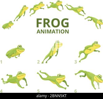 Froschsprung. Verschiedene Frosch springen Animation Sequenz, springen ...