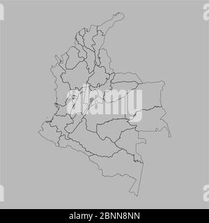 Kolumbien politische Karte Umriss Vektor. Grauer Hintergrund. Stock Vektor
