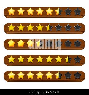 GUI für Stars und Ribbons. Symbole in der Statusleiste für mobile Spiele und farbige Menüvektoren Stock Vektor