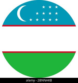 Usbekistan runde Flagge Vektor Hintergrund. Perfekt für Symbol, Zeichen, Symbol, Aufkleber, Etikett, Abzeichen, etc. Stock Vektor