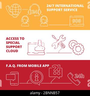 Banner für den Kundendienst. Rufen Sie den Kundendienst Admin Agent Telefon oder Computer-Betreiber in Büro Vektorbilder Stock Vektor
