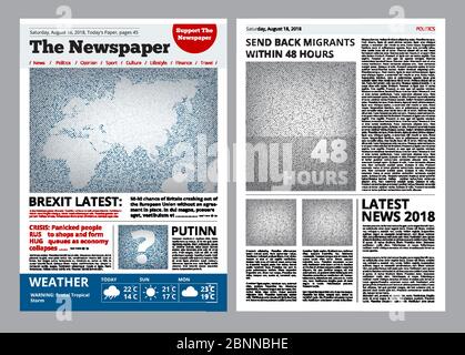 Zeitungsdesign. Headline Journal Vorlage mit Platz für Ihre Text und Bilder Layout Vektorbroschüre Stock Vektor