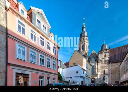 Stadtkirche, St. Moriz, Hausfassade, Architektur, Coburg, Oberfranken, Bayern, Deutschland, Europa, Stockfoto