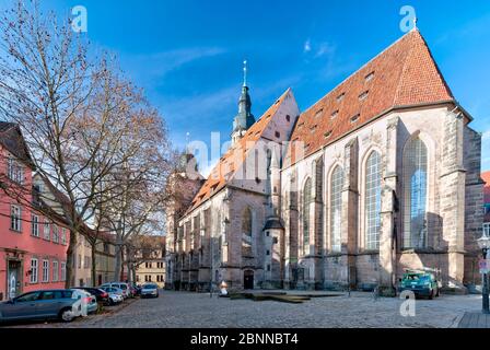 Stadtkirche St. Moriz, Pfarrgasse, Hausfassade, Coburg, Oberfranken, Bayern, Deutschland, Europa, Stockfoto