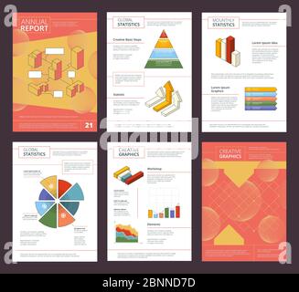 Entwurf des Jahresberichts. Business-Buklet Seiten Layout mit abstrakten Formen Vektor Werbung Projekt Stock Vektor