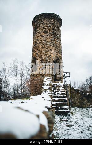 Deutschland, Sachsen, Erzgebirge, Annaberg, Burgruine Schreckenberg Stockfoto