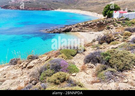 Kalafati Beach, Mykonos, Kykladen Inseln, Griechenland Stockfoto