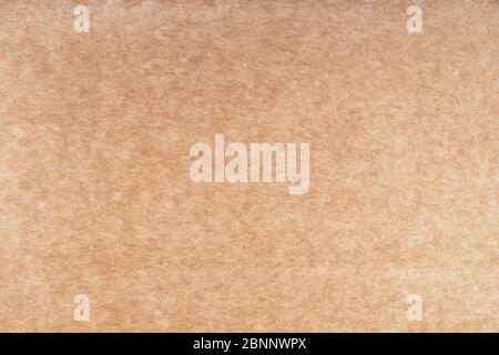 Karton Grunge Recycling Handwerk Papier Textur mit Faser und Maserung. Braune körnige Wellpappe Oberfläche. Beigefarbene Kartonoberfläche, einfach. Körnerpapier Stockfoto