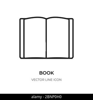 Symbol für offenes Buch mit schwarzer Linie. Kontur Zeichen Logo für Enzyklopädie, Bibliothek, Lernen, E-Reader, Hörbuch. Piktogramm Grafik leere Umriss Symbol der Website, App ui. Isoliert auf weißen Vektor-Illustration Stock Vektor