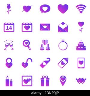Valentinstag Gradient Symbole auf weißem Hintergrund, Stock-Vektor Stock Vektor