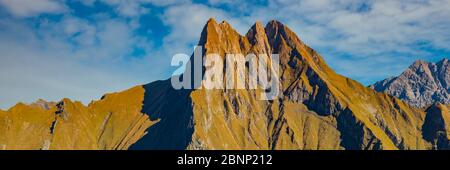 Panorama vom Kegelkopf, 1959m bis Höfats 2259m, Allgäuer Alpen, Allgäu, Bayern, Deutschland, Europa Stockfoto