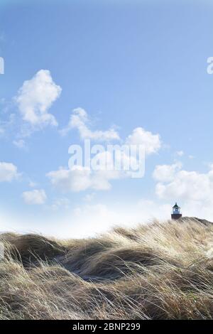 Leuchtturm in den Dünen auf Sylt, Kampen, Deutschland Stockfoto