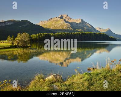 Sils See, Piz da la Margna, Engadin, Graubünden, Schweiz Stockfoto