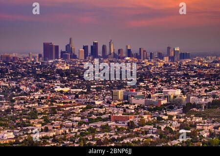 USA, Vereinigte Staaten von Amerika, Kalifornien, Los Angeles, Downtown, Hollywood, Beverly Hills, Blick vom Griffith Observatory, Stockfoto