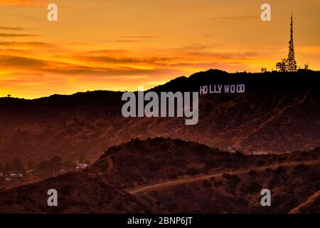 USA, Vereinigte Staaten von Amerika, Kalifornien, Los Angeles, Downtown, Hollywood, Beverly Hills, Blick vom Griffith Observatory auf Hollywood Schild,