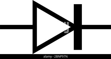 Diodensymbol elektronischer Schaltkreis Komponenten Vektor. Perfekt für Symbol, Symbol, Schild, Aufkleber, Etikett etc. Stock Vektor