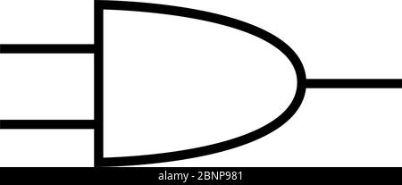 Und Gate-Schaltkreis-Symbol oder Logic Gate-Diagramm Vektor. Schild, Symbol, Symbol. Stock Vektor