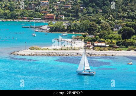 Blick auf den Golf der Dichter, Portovenere, La Spezia Bezirk, Ligurien, Italien Stockfoto